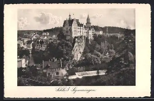 AK Sigmaringen, Teilansicht mit Schloss