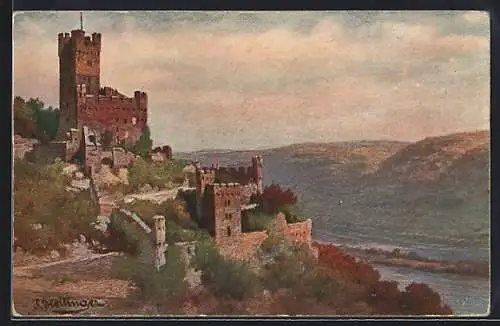 Künstler-AK Niederheimbach, Burg Sonneck