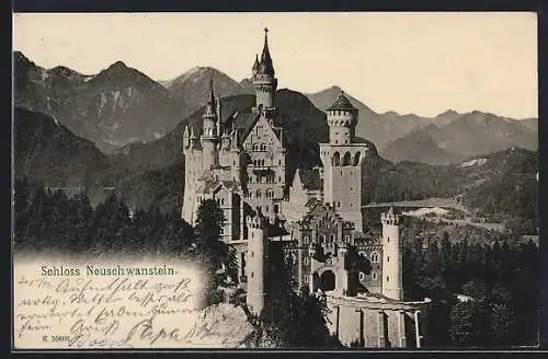 AK Neuschwanstein, Blick zum Schloss