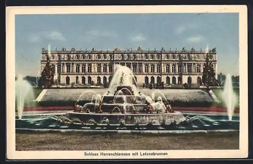 AK Schloss Herrenchiemsee mit Latonabrunnen