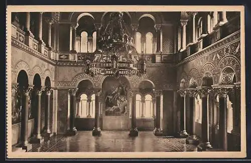 AK Neuschwanstein, Königsschloss-Thronsaal mit St. Georg