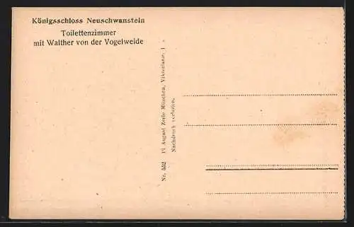 AK Neuschwanstein, Königsschloss-Toilettenzimmer mit Walther von der Vogelweide