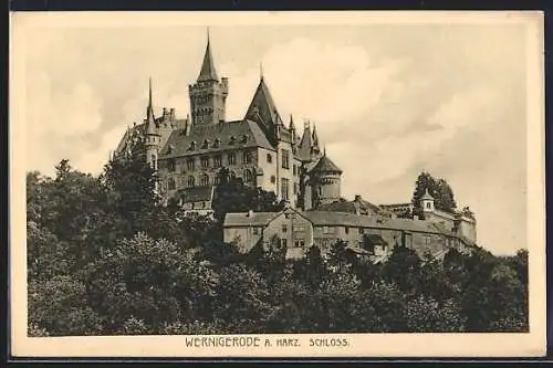 AK Wernigerode a. Harz, Blick zum Schloss