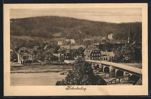 AK Hohenlimburg, Uferpartie mit Brücke