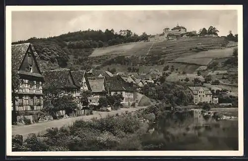 AK Obertsrot, Ortsansicht mit Blick auf Schloss Eberstein