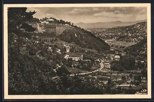 AK Obertsrot, Blick auf den Ort und Schloss Eberstein im Murgtal