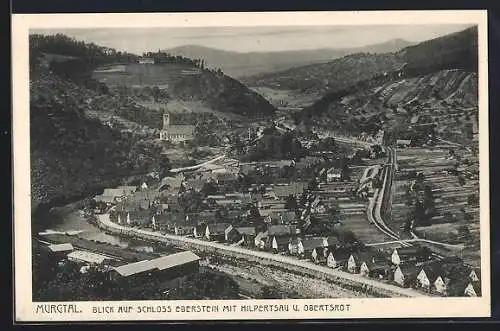 AK Obertsrot /Murgtal, Blick auf Schloss Eberstein mit Hilpertsau und den Ort