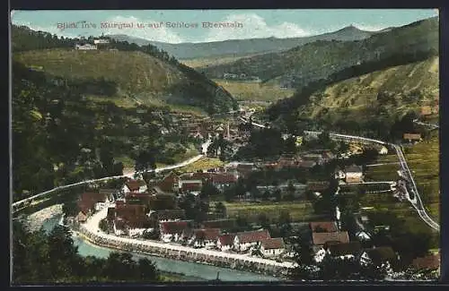 AK Gernsbach, Blick ins Murgtal & auf Schloss Eberstein