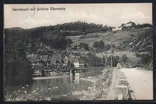 AK Gernsbach, Teilansicht mit Schloss Eberstein