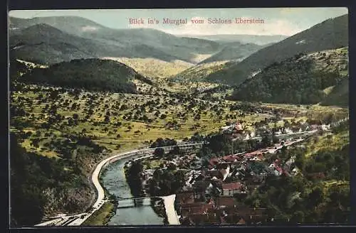 AK Baden-Baden, Blick vom Schloss Eberstein ins hintere Murgtal