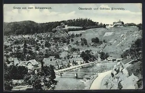 AK Obertsroth /Schwarzwald, Teilansicht mit Schloss Eberstein