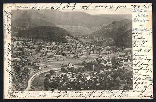 AK Baden-Baden, Blick vom Schloss Eberstein ins Murgthal