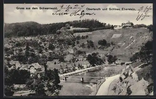 AK Obertsrot /Schwarzwald, Teilansicht mit Schloss Eberstein