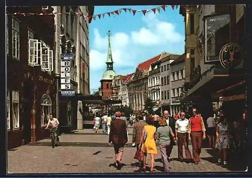 AK Oldenburg i. O., Lange Strasse, Fussgängerzone mit Kirche