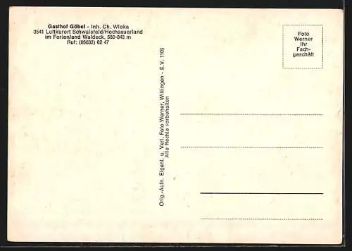 AK Schwalefeld /Hochsauerland, Gasthof Göbel, Bes. Ch. Wloka