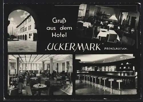 AK Prenzlau /Uck., Hotel Uckermark, Aussen. und Innenansichten