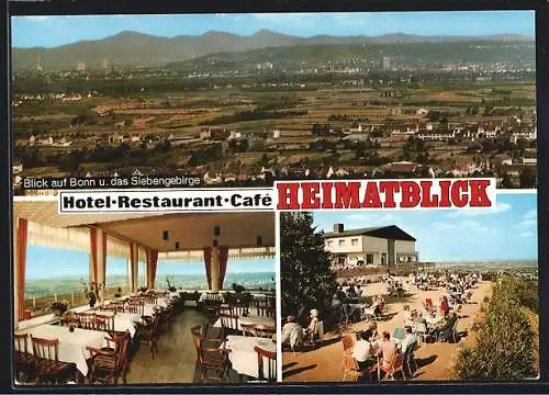 AK Bornheim /Roisdorf bei Bonn, Hotel-Restaurant Heimatblick, Panorama und Aussenansicht