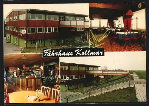 AK Elmshorn, Gasthaus Fährhaus Kollmar, Aussen- und Innenansichten