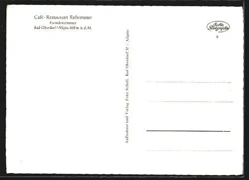 AK Bad-Oberdorf /Allgäu, Café-Restaurant Rohrmoser, Ansicht im Winter