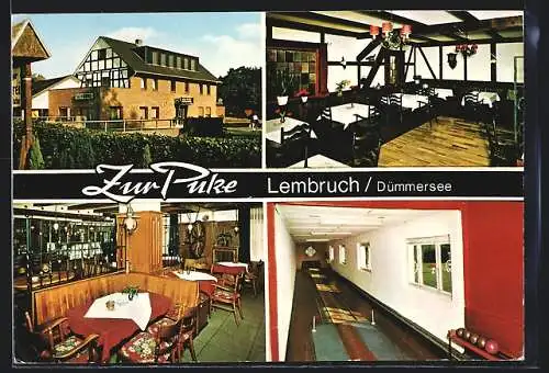 AK Lembruch /Dümmersee, Gasthaus zur Puke, Aussenansicht und Innenansichten