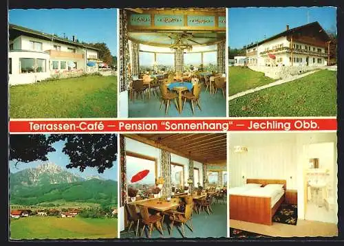 AK Jechling /Obb., Café-Pension Sonnenhang, Fallgrabenstrasse 28, Ortsansicht und Aussenansicht