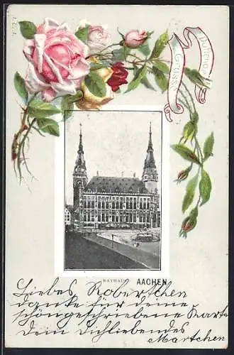 Lithographie Aachen, Rathaus, Duftende Rosen