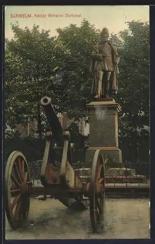 AK Schwelm, Kaiser Wilhelm-Denkmal mit Kanone