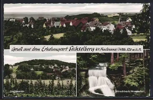 AK Sechselberg /Kr. Backnang, Teilansicht, Dorfansicht, Hörschbach-Wasserfall