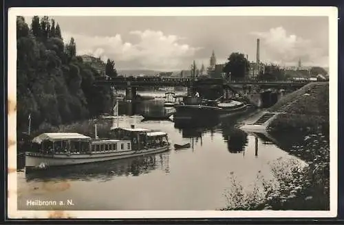 AK Heilbronn a. N., Schiffe auf dem Neckar