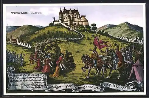 AK Weinsberg, Weibertrei, Belagerung der Burg