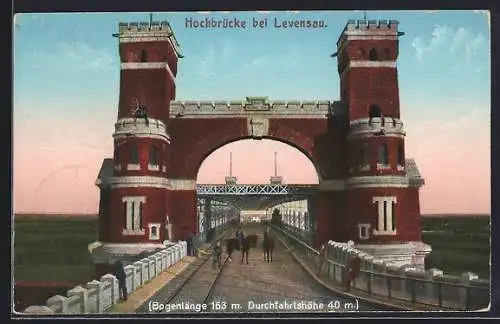 AK Levensau, Leute mit Pferden auf der Hochbrücke