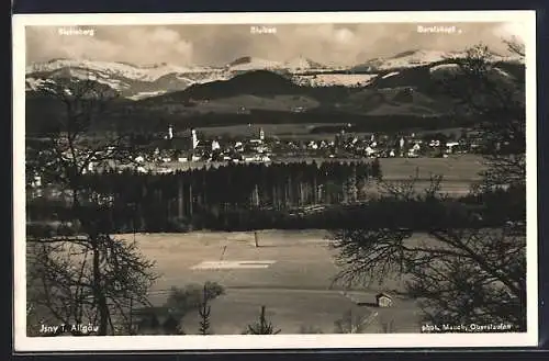 AK Isny i. Allgäu, Teilansicht mit Stuiben, Buralpkopf und Steineberg