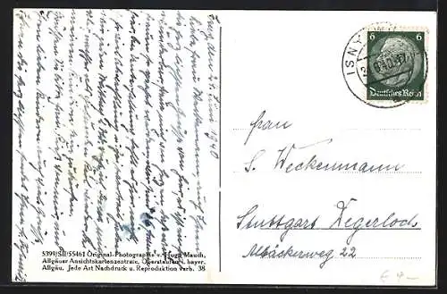 AK Isny i. Allgäu, Teilansicht mit Stuiben, Buralpkopf und Steineberg