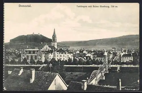 AK Tuttlingen /Donautal, Teilansicht mit Ruine Honburg