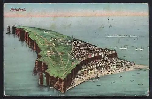 Künstler-AK Helgoland, Totalansicht