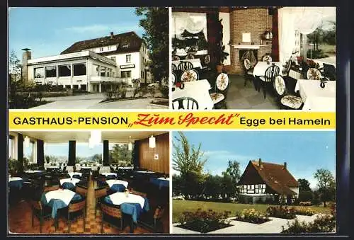 AK Egge bei Hameln, Gasthaus zum Specht, Aussen- und Innenansicht