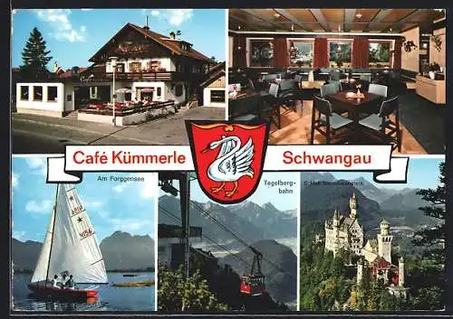 AK Schwangau, Café Kümmerle, Partie am Forggensee, Tegelbergbahn und Schloss Neuschwanstein