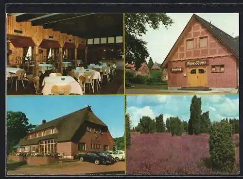 AK Undeloh, Gasthaus-Café Smes Hof, Heidelandschaft und Aussenansicht