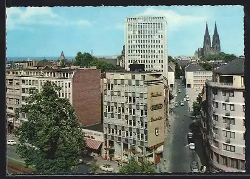 AK Köln, Blick auf die City und die Türme des Doms