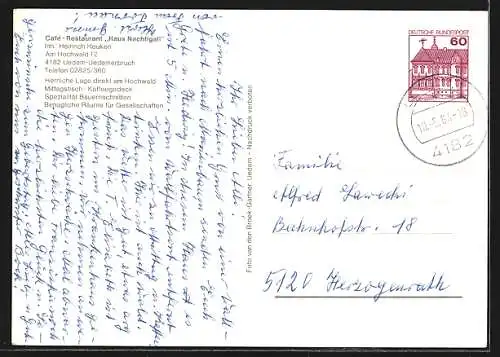 AK Uedem-Uedemerbruch, Café-Restaurant Haus Nachtigall, Bes. Heinrich Heuken