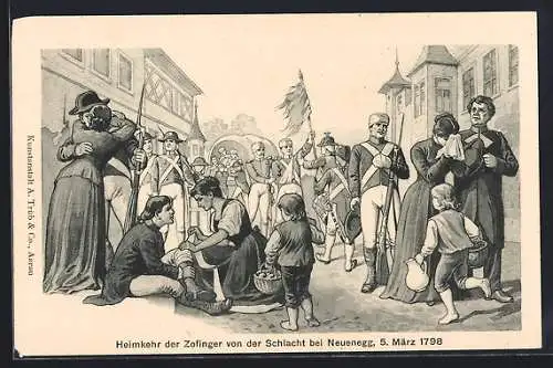 AK Heimkehr der Zofinger von der Schlacht bei Neunegg 1798