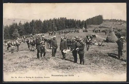 AK Besammlung Schweizer Soldaten zur Kritik