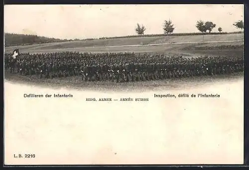 AK Defilieren der Schweizer Infanterie