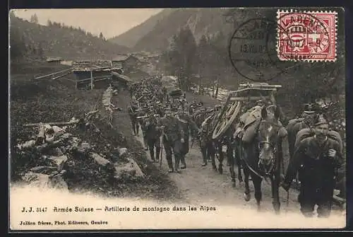 AK Artillerie de montagne dans les Alpes, Schweizer Soldaten in Uniform