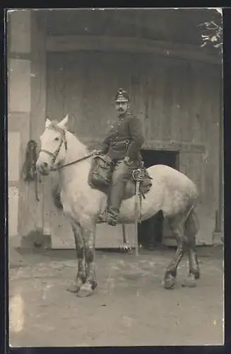 Foto-AK Schweizer Soldat in Uniform zu Pferde