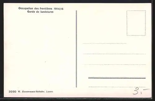 AK Schweizer Landsturmwacht bei der Grenzbesetzung, 1914-15, Neujahrsgruss