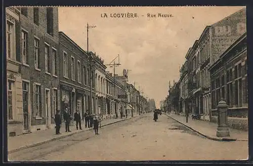 AK La Louvière, Rue Neuve, Strassenpartie