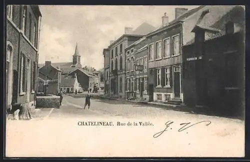 AK Châtelineau, Rue de la Vallée, Strassenpartie