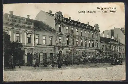 AK Nagybecskerek, Hotel Rózsa mit Kutschen