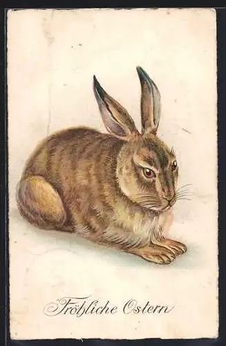 AK Sitzender Osterhase mit Ostergruss